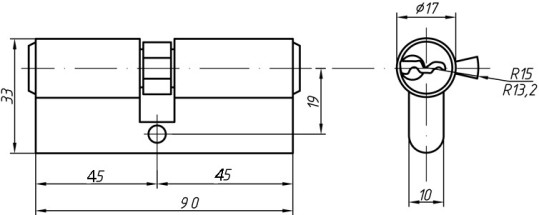 Механизм цилиндровый 45х45 никель ELM0190.67