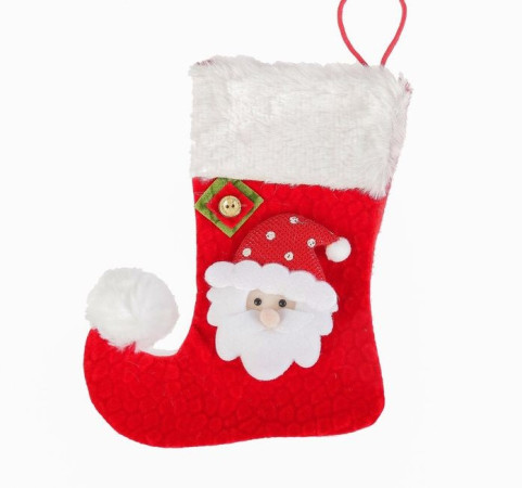 Носок для подарков "Помпошка" 15х18 см мороз в колпаке 2388992