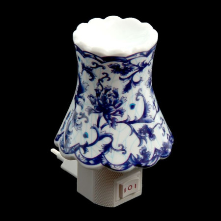 Ночник-арома керамика "Синие цветы" 220V 12х8х8см 1365583