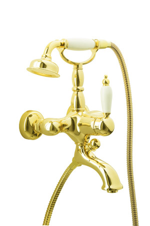 Смеситель для ванны однорычажный BOHEME TRADIZIONALE Oro 283 золото-керамика