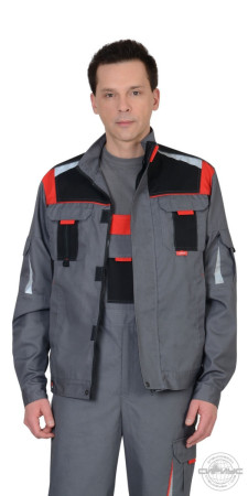 Куртка Стан серый/красный размер 48-50/182-188
