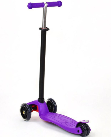 Самокат 00-170074-1 алюминий и пластик, детский, регулируемый руль, колеса 120 и 80мм ABEC-7 до 60кг фиолетовый