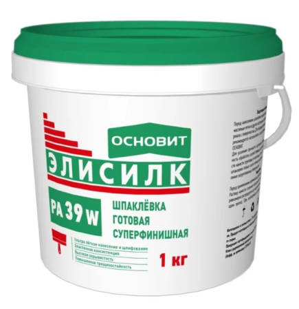 Шпатлевка готовая суперфинишная Элисилк РА39 W (1кг) Основит 