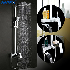 Стойка душевая GAPPO G2407-8 с тропическим душем, смесителем, белый-хром