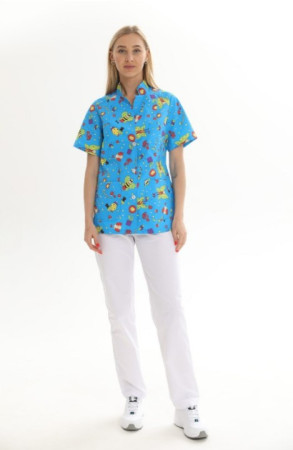 Блуза медицинская DS Педиатр синяя размер 48/158-164