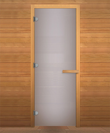 Дверь для сауны стекло (1,9х0,7) сатин мат 8мм коробка осина, магнит