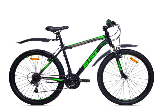 Велосипед горный Aist Quest 21 скорость, стальная рама 20",черно-зеленый ( 26")