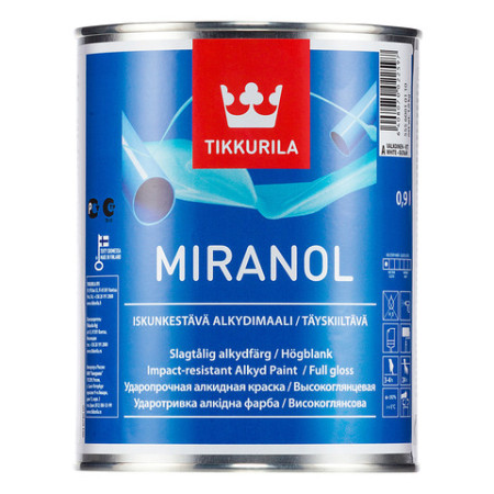Краска алкидная ударопрочная Miranol А высокоглянцевая (0,9л) TIKKURILA