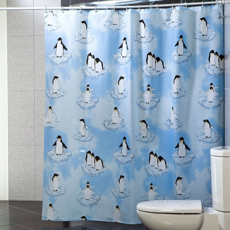 Штора для ванной комнаты 180х200см MIRANDA Penguin (голубой) полиэстер MRD.01.M9056/bl