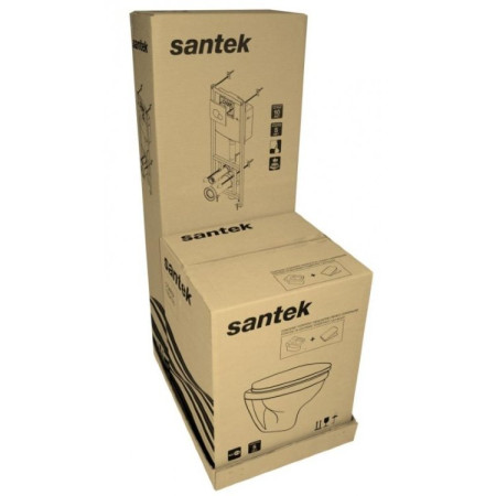 Система инсталляции Santek + унитаз подвесной Нео с сиденьем микролифт, кнопка белая ПЭК