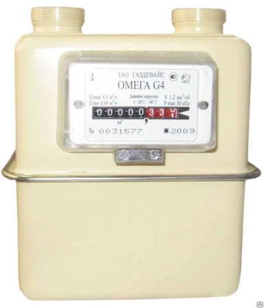 Счетчик газа Омега G-4 Т с термокорректором левый 