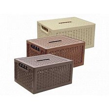 Корзина для хранения 37х28х19 Ротанг бежевый с крышкой М2375