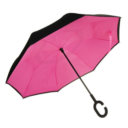 Зонт наоборот полуавтомат d112 черно-розовый 2825911