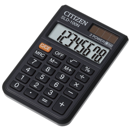Калькулятор карманный 8 разрядов SLD-100N Citizen питание от батарейки 90х60 мм черный