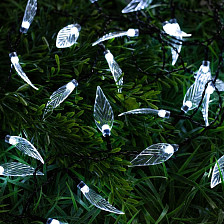 Гирлянда садово парковая  30LED Лист 4,5м 2реж на солн бат БЕЛЫЙ 6253341