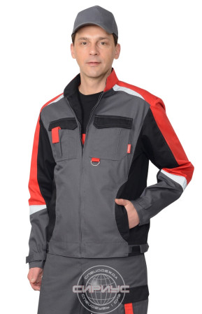 Куртка Фаворит-Мега серый/красный/чёрный СОП размер 52-54/170-176