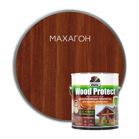 Пропитка Wood Protect для защиты древесины (2,5л) махагон Dufa