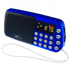 Радиоприемник -часы мини-аудио СИНИЦА FM MP3 USB/1200mAh синий