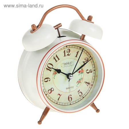 Часы-будильник "Ретро" белый с потертостями 1717019