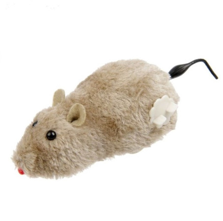 Игрушка для кошки Мышь заводная меховая серая 12 см 1383430