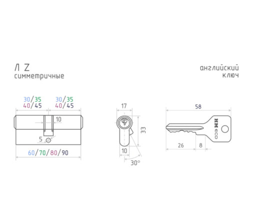 Механизм цилиндровый Nora-m ECO-STD Z Л-70 черный (119)