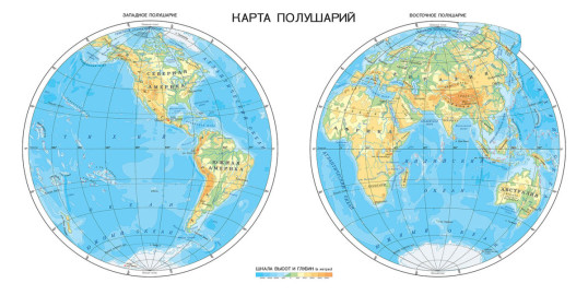 Фотопанно L-086 Карта полушарий мира 2,00х1,0 м Divino Decor