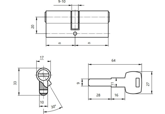 Механизм цилиндровый Avers ZC-90-СR хром (081)