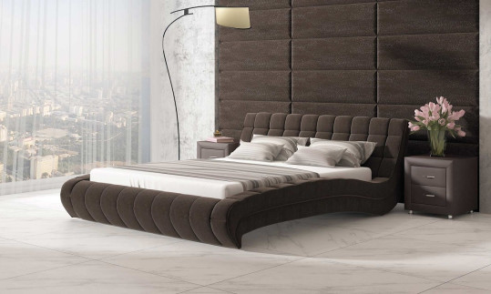 Кровать Milano 160 с осн, велюр коричневый 1700х2100х1100