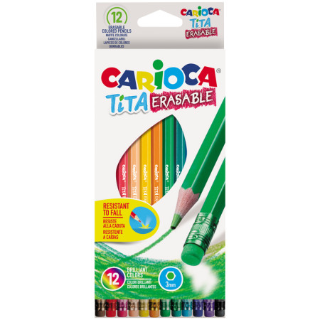 Карандаши цветные 12 цв Carioca Tita Erasable стираемые 42897