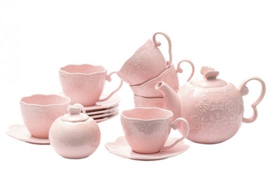 Набор чайный 14 предметов 250 мл Бабочка розовая HD-123P 