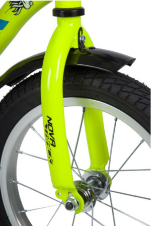 Велосипед NOVATRACK 14" NEPTUNE салатовый, тормоз ножной, крылья короткие, полная защита цепи