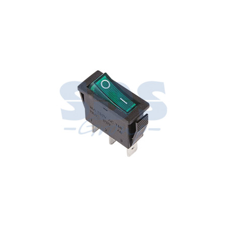 Выключатель клавишный ON-OFF (3c) 250V 15А (RWB-404,SC, IRS-101-1С) зеленый с подсв