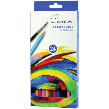 Карандаши цветные акварельные 24 цв Сонет картонная упаковка 