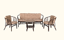 Набор мебели Bahama XL с подушками (стол+диван+2 кресла) коричневый CV-B01C