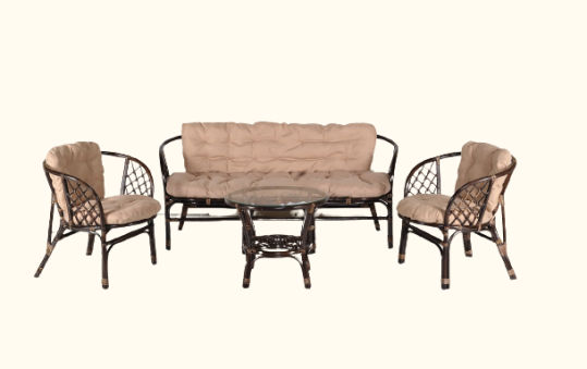 Набор мебели Bahama XL с подушками (стол+диван+2 кресла) коричневый CV-B01C-3BM