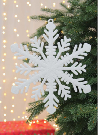 Украшение новогоднее Снежинка пластик 29см белый 374-340