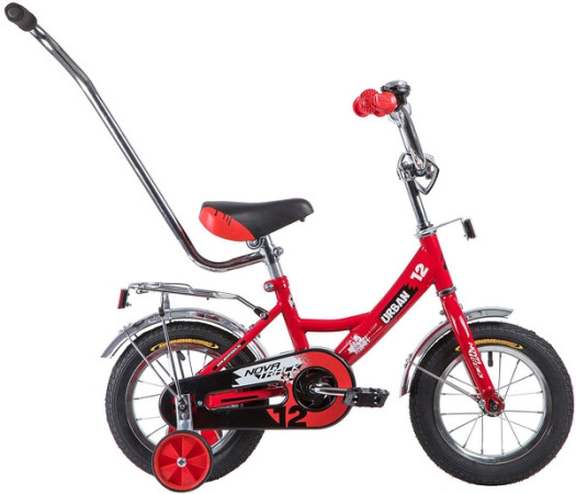 Велосипед NOVATRACK 14" MAPLE, красный, полная защита цепи, тормоз нож, крылья цвет, сидение для кук