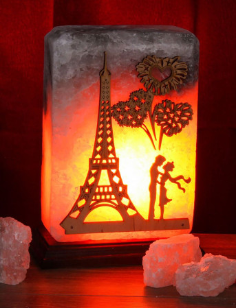 Лампа солевая "Панно Париж" 3,3кг деревянная подставка 2278947