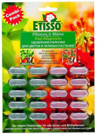 Удобрение Etisso палочки для цветущих и зеленых растений 20шт