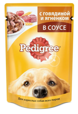 Корм для собак всех пород Pedigree пауч говядина и ягнёнок в соусе 100 гр