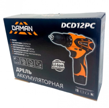 Шуруповерт DAMAN аккумуляторный DCD12PC 12В 1х1,5Ач 