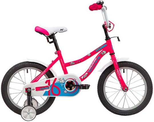 Велосипед NOVATRACK 16" NEPTUNE розовый, тормоз нож, крылья корот, полная защ цепи
