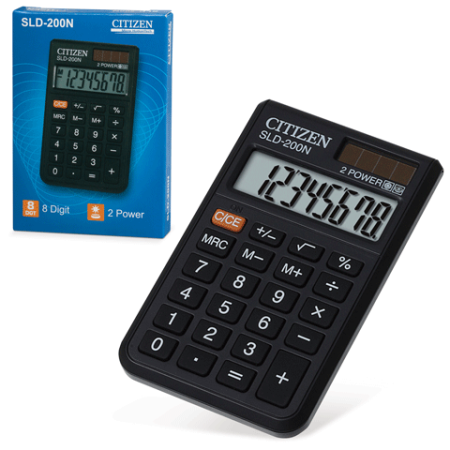 Калькулятор карманный 8 разрядов SLD-200N Citizen двойное питание 98х60 мм черный